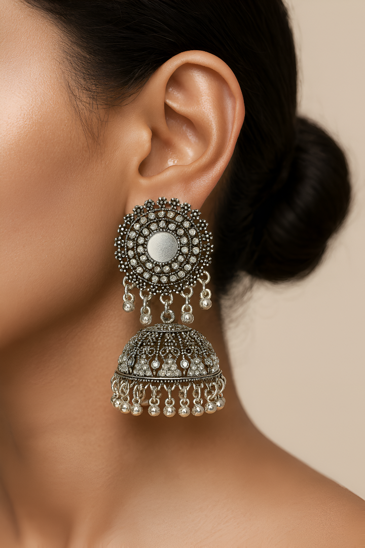 The ZIRYA Vintage Silver Jhumki