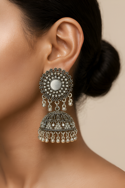 The ZIRYA Vintage Silver Jhumki