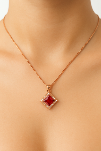 The ZIRYA Crimson Solitaire Necklace
