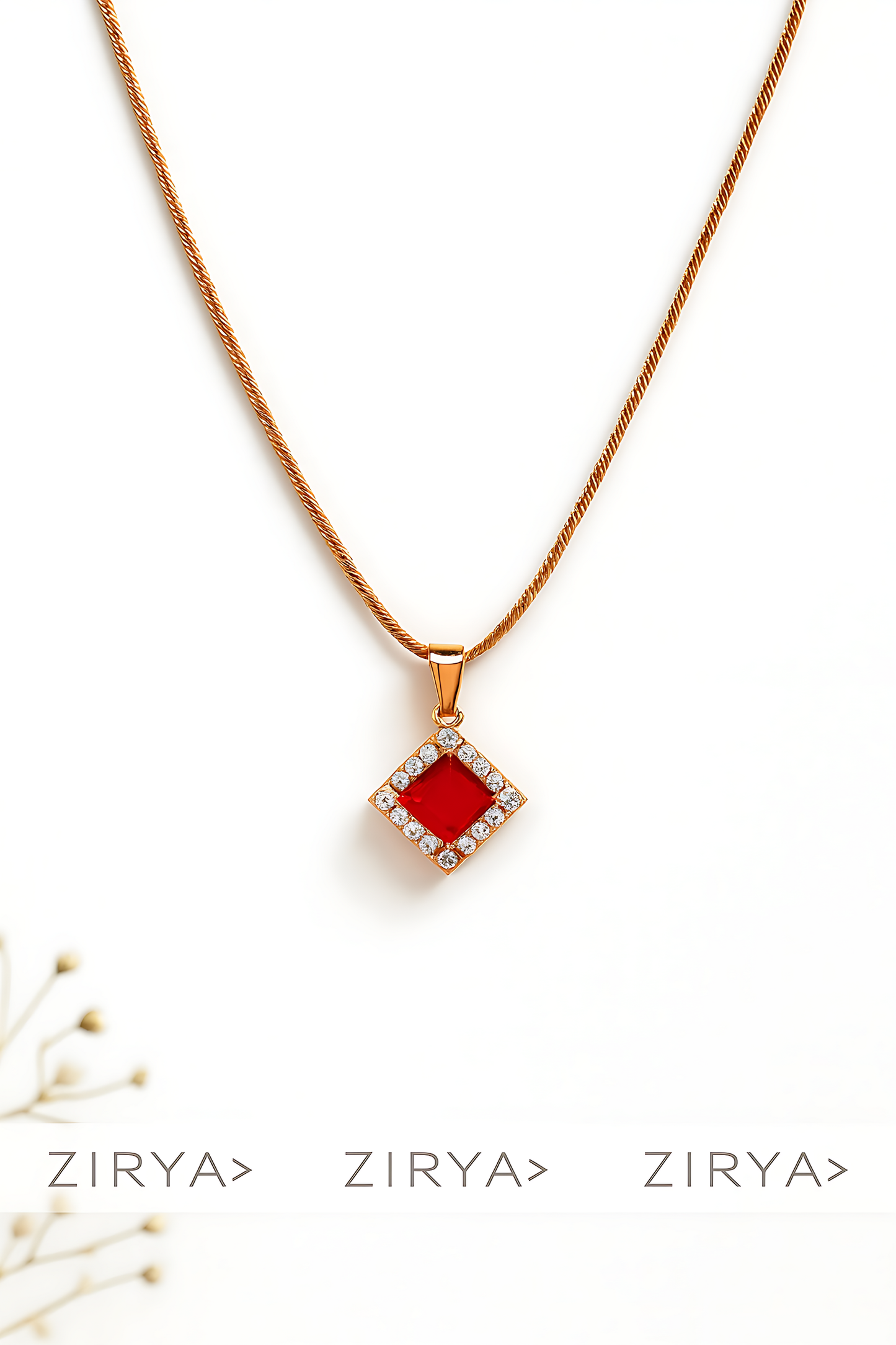 The ZIRYA Crimson Solitaire Necklace