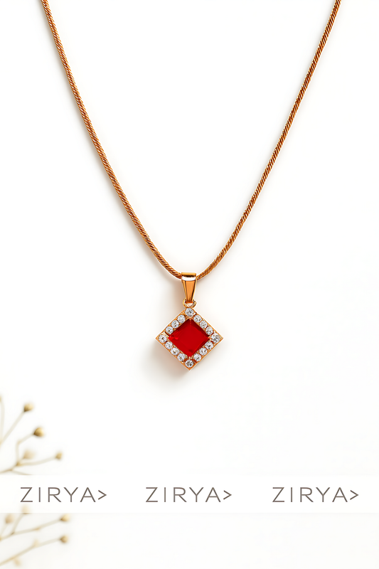 The ZIRYA Crimson Solitaire Necklace