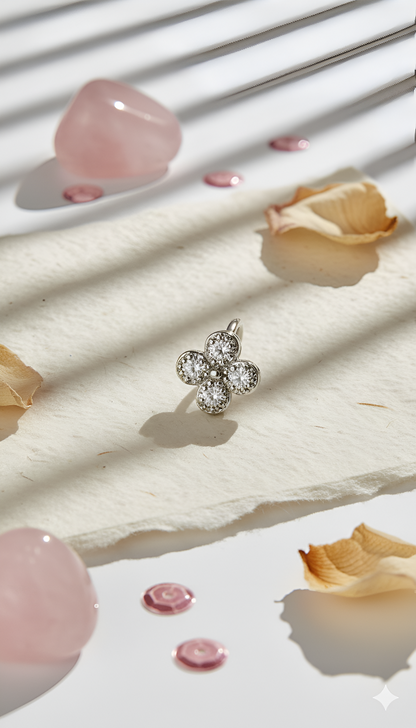 The ZIRYA Lucky Four-Leaf Nose Pin