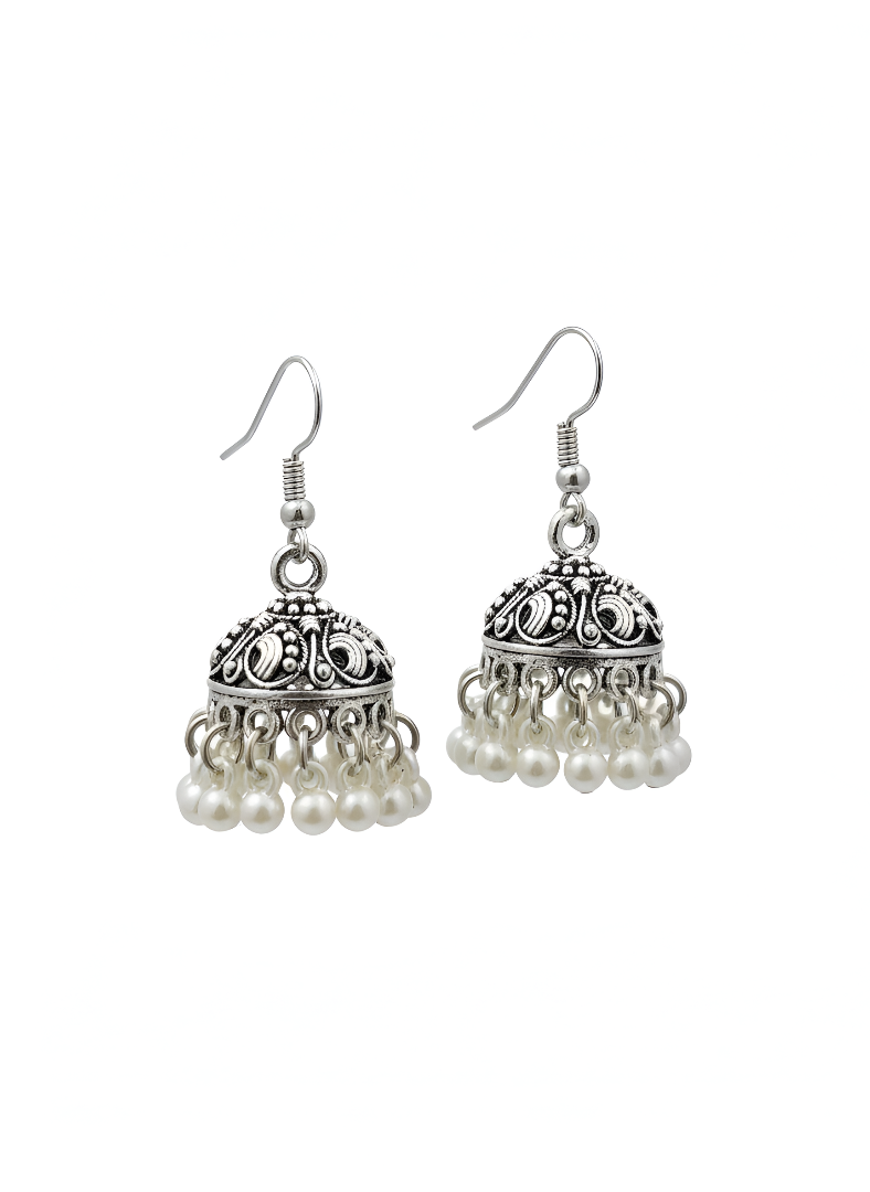 The Pearly White Jhumka Earrings