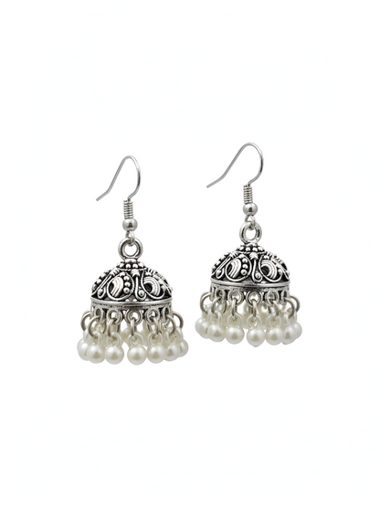 The Pearly White Jhumka Earrings