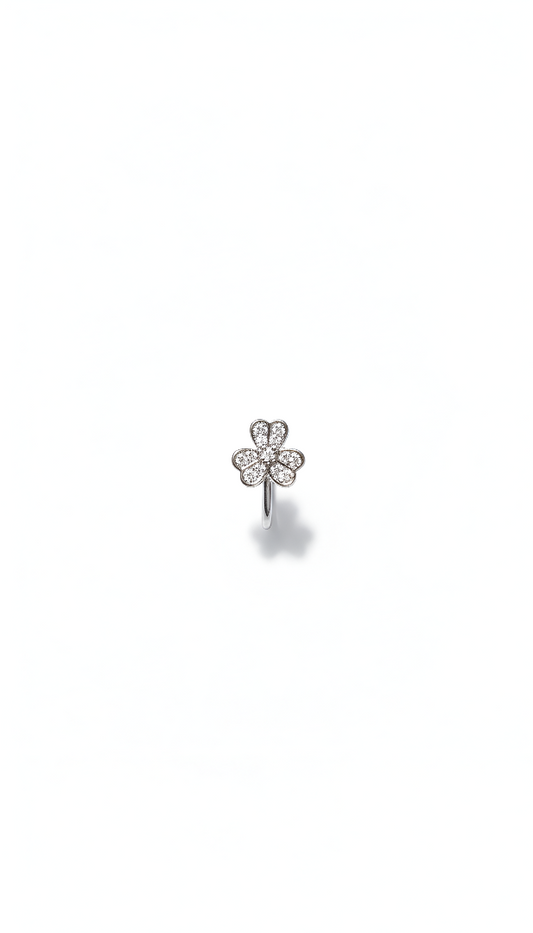 The ZIRYA Lucky Clover Nose Pin