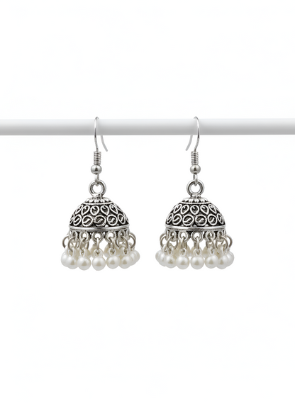 The Pearly White Jhumka Earrings