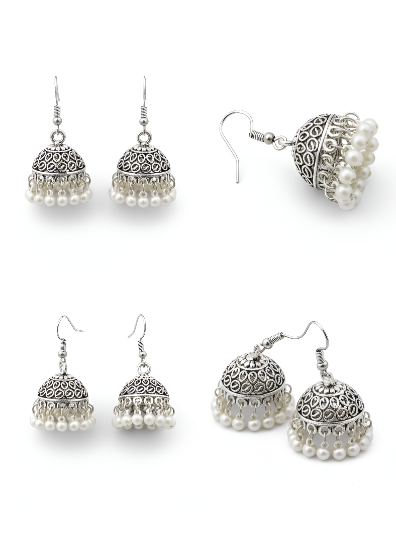 The Pearly White Jhumka Earrings