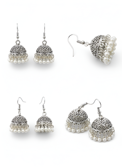The Pearly White Jhumka Earrings
