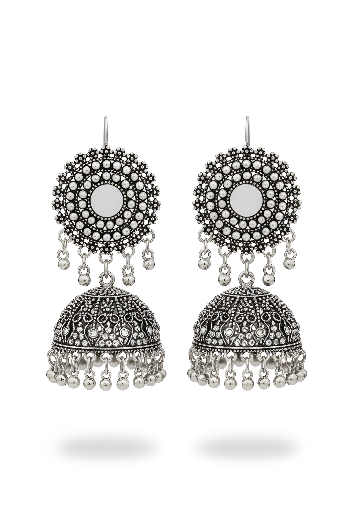 The ZIRYA Vintage Silver Jhumki