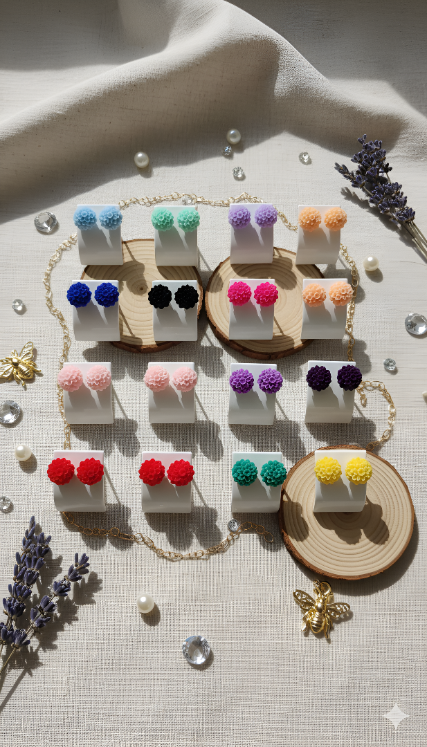 The ZIRYA Flower Puff Earring Collection